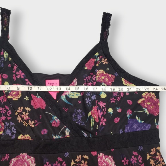 Torid Betsey Johnson Midi Mesh Overlay Lace Inset Dress Black Multi Plus Size 4 - Picture 12 of 14